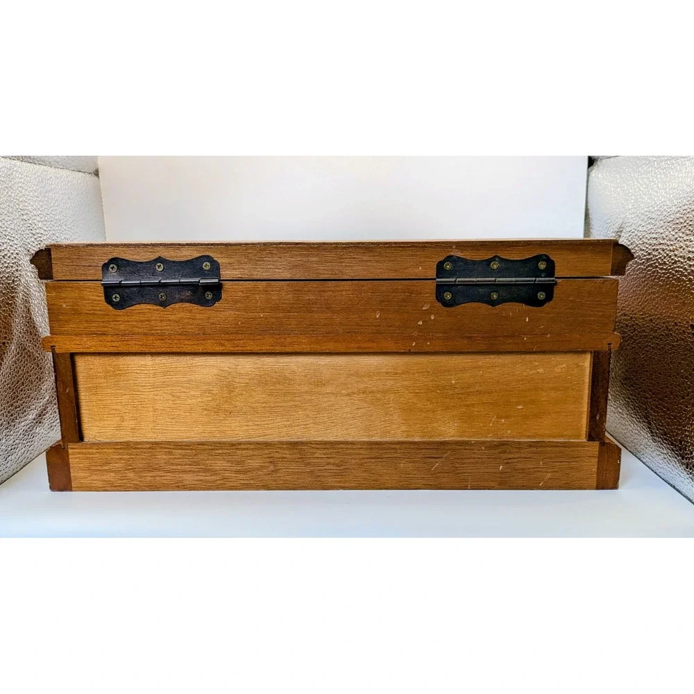 Vintage Wooden Jewelry Chest Lined Sweet